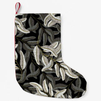 Geborduurde takken: zwart-wit print. kleine kerstsok