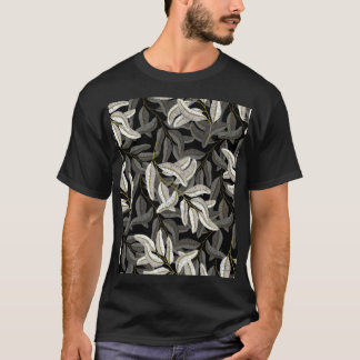 Geborduurde takken: zwart-wit print. t-shirt