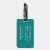 Geborduurde Teal en Witte Texas Bagagelabel (Achterkant verticaal)