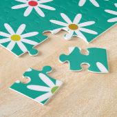 Geborduurde Teal Madeliefjes Stippen Legpuzzel (Zijkant)