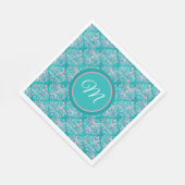 Geborduurde Teal Patroon Servetten (Hoek)
