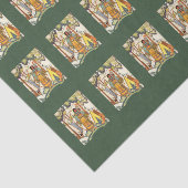 Geborduurde textuur Indiase dames in Forest Green Tissuepapier (Detail)