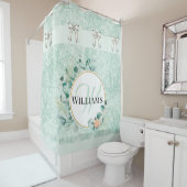 Geborduurde Theeblauwe Badkamer Douchemuts Douchegordijn (In situ)