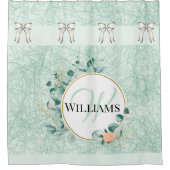 Geborduurde Theeblauwe Badkamer Douchemuts Douchegordijn (Voorkant)