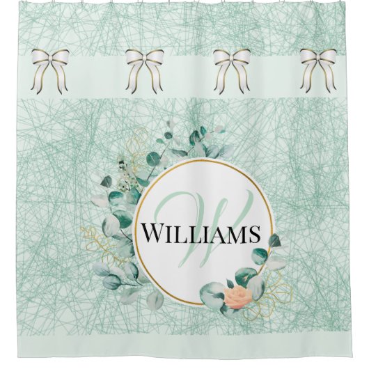 Geborduurde Theeblauwe Badkamer Douchemuts Douchegordijn (Voorkant)