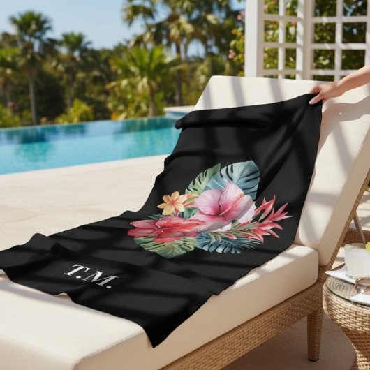 Geborduurde Tropische Bloemen Strandlaken