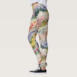 Geborduurde vallei in de lente Leggings - Schattig