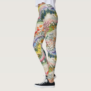 Geborduurde vallei in de lente Leggings - Schattig
