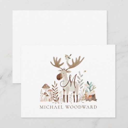 Geborduurde vlakke notitiekaart voor kinderen met  notitiekaartje (Voorkant / Achterkant)