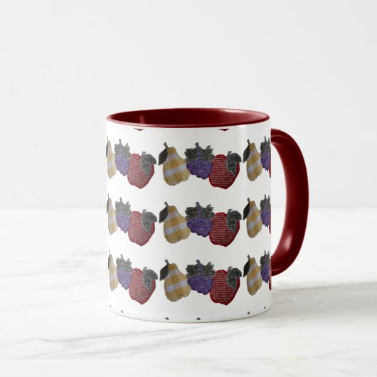 geborduurde vruchten (cranberry) mok (Voorkant rechts)
