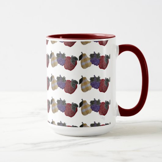 geborduurde vruchten (cranberry) mok (Rechts)