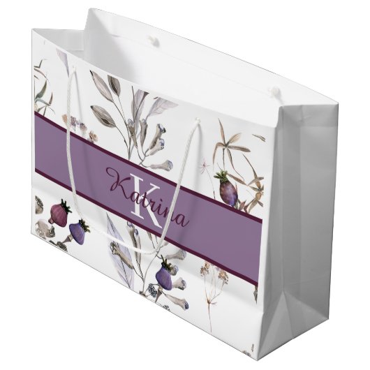 Geborduurde waterverf bloemengeschenktas groot cadeauzakje (Voorkant Gekanteld)