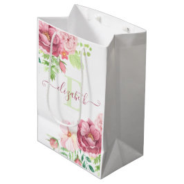 Geborduurde waterverf bloemenzaak tas medium cadeauzakje