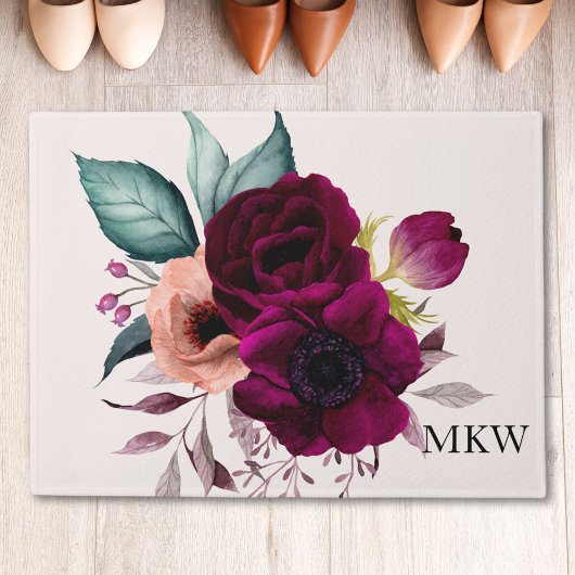 Geborduurde Waterverf Boho Paarse Bloem Bloem Deurmat