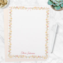 Geborduurde Waterverf Gele Roze Bloemen Bloemmotie