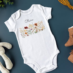 Geborduurde Waterverf Wilde Bloem Mooie Bloemen Romper
