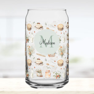 Geborduurde Whimsical Bloemige Aardbei Landelijk Blikvorm Glas