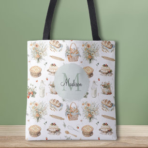 Geborduurde Whimsical Bloemige Aardbei Landelijk Tote Bag