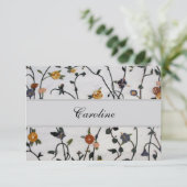 Geborduurde Wijnranken Platte Bedankkaart (Staand voorkant)