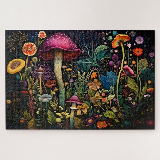 Geborduurde Wild Fungi Jigsaw Puzzel (Horizontaal)