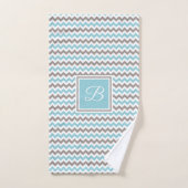 Geborduurde witte blauwe grijze Chevron Bad Handdoek (Handdoek)