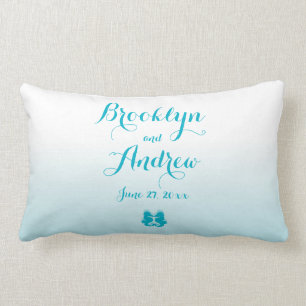 Geborduurde Witte Blauwe Zeepaard Bruiloft Kussens