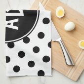 Geborduurde witte en zwarte stippen theedoek (Quarter Fold)