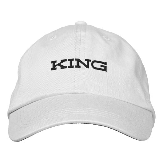 Geborduurde witte hoeden petten King tekst (Voorkant)