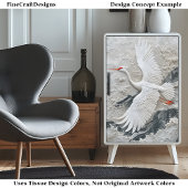 Geborduurde Witte Kraan Vogel Serene BV9 Decoupage Tissuepapier