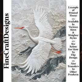 Geborduurde Witte Kraanvogel Serene BV9 Découpage Tissuepapier