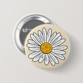 Geborduurde Witte Madelief Bloem Ronde Button 5,7 Cm (Voorkant /achterkant)