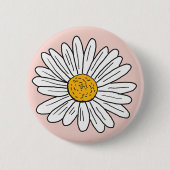Geborduurde Witte Madelief Bloem Ronde Button 5,7 Cm (Voorkant)