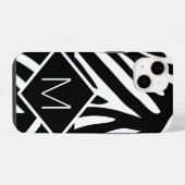 Geborduurde zebraprint zwarte en witte strepen iPhone hoesje (Achterkant horizontaal)