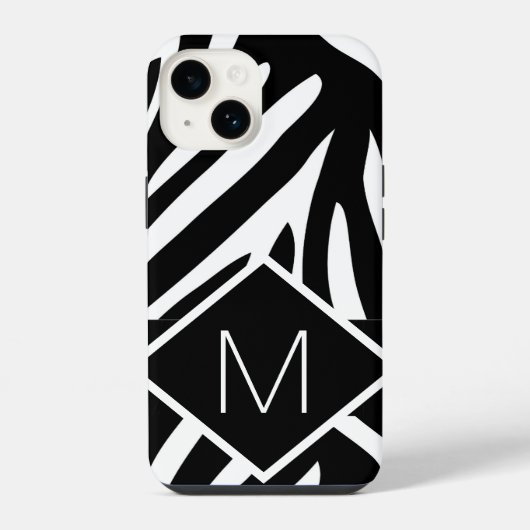 Geborduurde zebraprint zwarte en witte strepen iPhone hoesje (Achterkant)