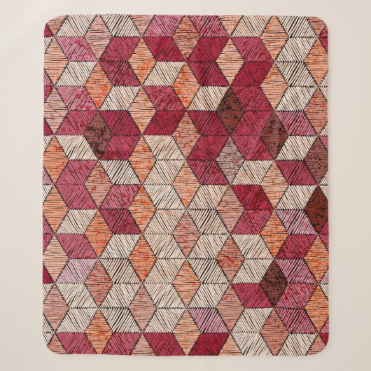 Geborduurde zeshoeken: Bohemian Patchwork Print. Sherpa Deken (Voorkant)