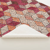 Geborduurde zeshoeken: Bohemian Patchwork Print. Sherpa Deken (3/4)