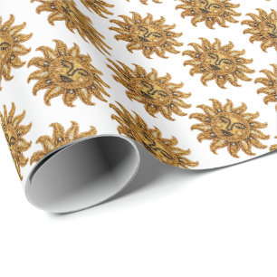 Geborduurde Zon Cadeaupapier