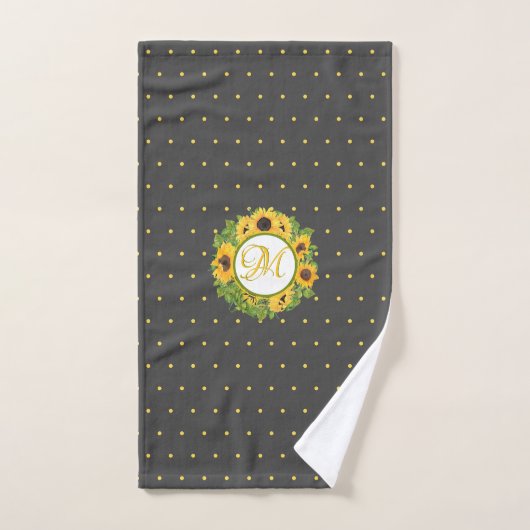 Geborduurde zonnebloemenpatroon decoratief bad handdoek (Handdoek)
