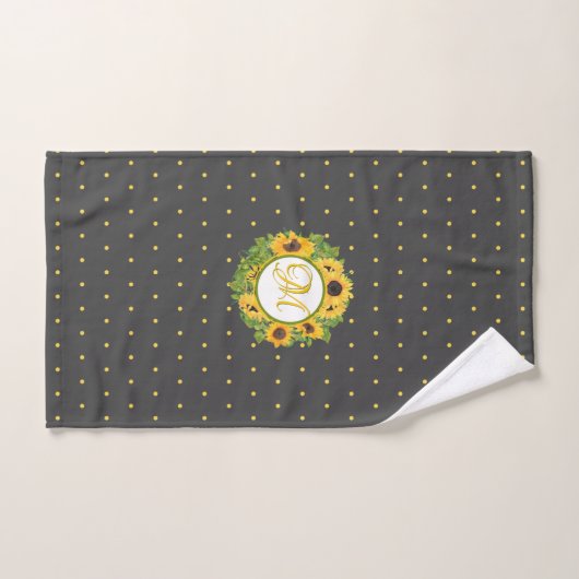Geborduurde zonnebloemenpatroon decoratief bad handdoek (Handdoek)
