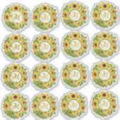 Geborduurde zonnebloemenpatroon decoratief sticker (Voorkant)