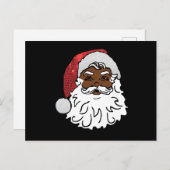 geborduurde zwarte kerstman feestdagenkaart (Voorkant / Achterkant)