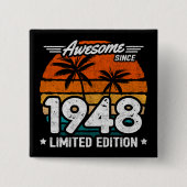 Geboren 1948 Limited Edition Retro Geweldige sinds Vierkante Button 5,1 Cm (Voorkant)