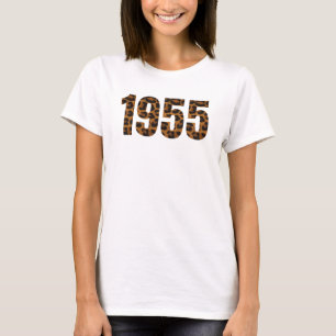 Geboren 1955 Verjaardag Feest Leopard Print T-shirt