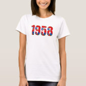 Geboren 1958 Verjaardagsfeest Hawaiian Red Blue T-shirt (Voorkant)