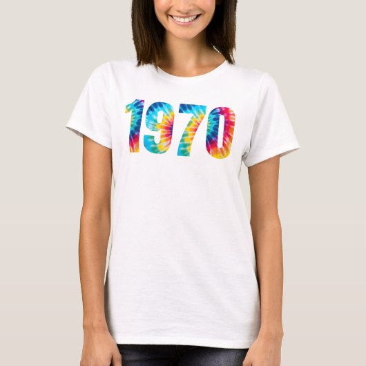 Geboren 1970 Verjaardagsfeest Retro Meerkleurig T-shirt (Voorkant)