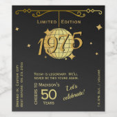 Geboren 1975 50ste verjaardagsfeest elegant wijnla wijn etiket (Enkel label)