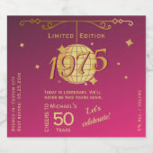 Geboren 1975 50ste verjaardagsfeest roze wijn Labe Sparkling Wijnetiket (Enkel label)