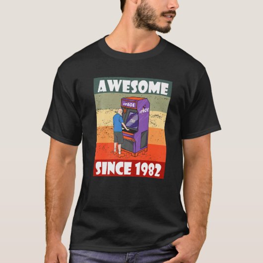 Geboren 1982 40e verjaardag Retro 80s videogame T-shirt (Voorkant)