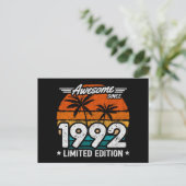 Geboren 1992 Limited Edition Retro Geweldige sinds Briefkaart (Staand voorkant)