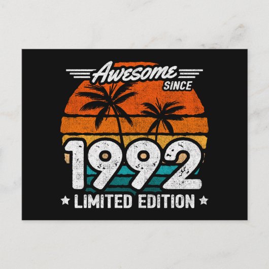 Geboren 1992 Limited Edition Retro Geweldige sinds Briefkaart (Voorkant)